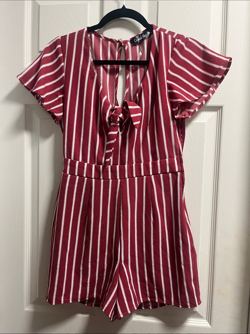 Girls' Red Stripe Tie-Front Romper size 3
